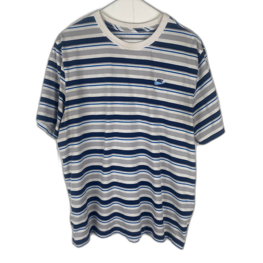 Nike Striped T-shirt Men's Large in Blue White and Grey Nike Athletic Tee
